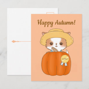 Carte Postale Joyeux Automne Saison de la citrouille Message de