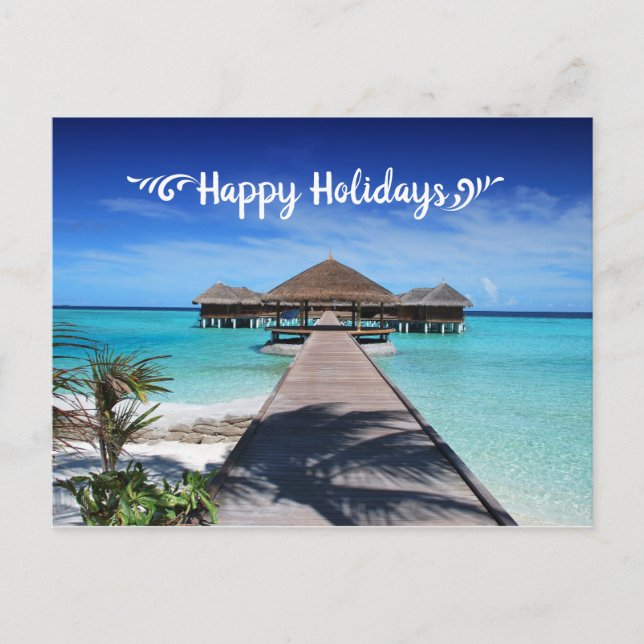 Carte postale Joyeux avec Beach Resort Image (Devant)