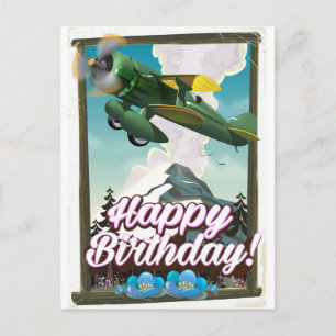 Carte Postale Joyeux avion vintage anniversaire !