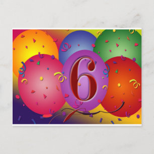 Carte Postale Joyeux Ballons de 6e anniversaire !