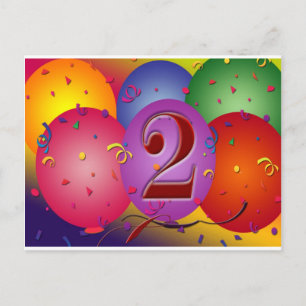 Carte Postale Joyeux Ballons du 2ème anniversaire