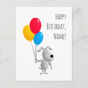 Carte Postale Joyeux Balloons Chien Chien Chiot Anniversaire
