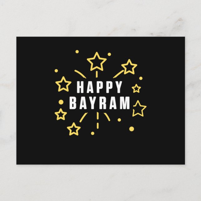 Carte Postale Joyeux Bayram Islam Musulman Allah Mosque Dieu Cad (Devant)