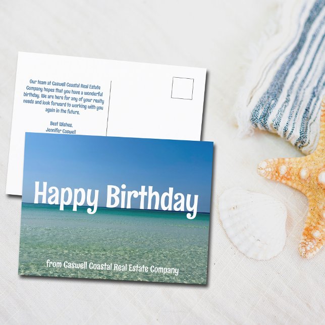 Carte Postale Joyeux Birthday Beach Company Custom Coastal (Créateur téléchargé)
