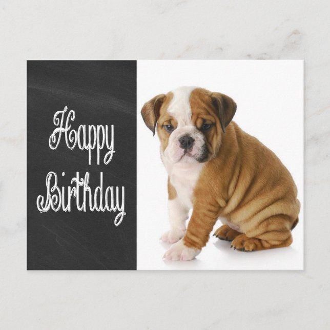 Carte postale Joyeux Birthday Bulldog Puppy Chalkb (Devant)
