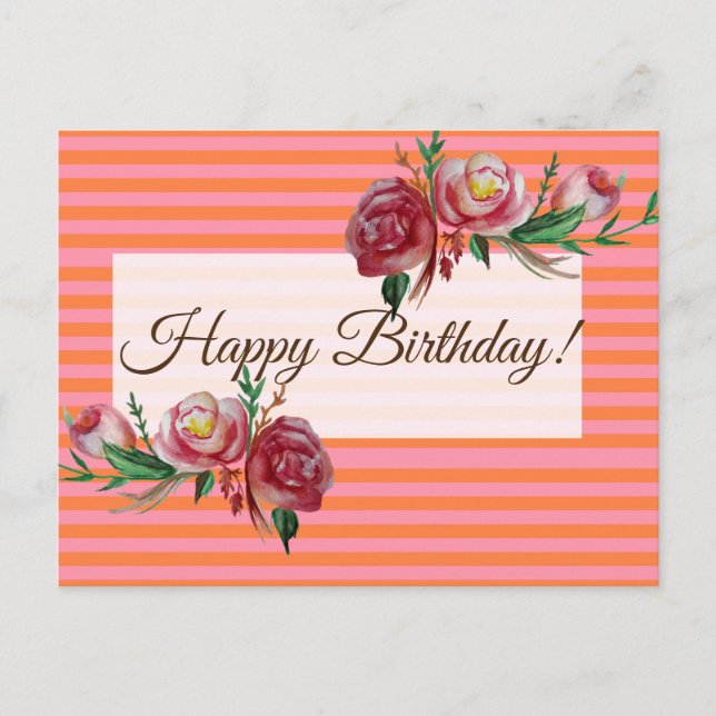 Carte postale Joyeux Birthday Stripes (Devant)