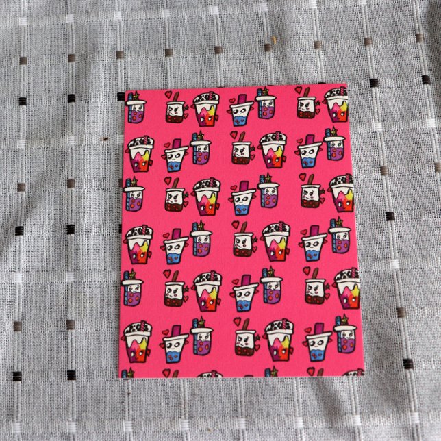 Carte Postale Joyeux Boba Tea Bubble Teas Bobas Kawaii (Créateur téléchargé)