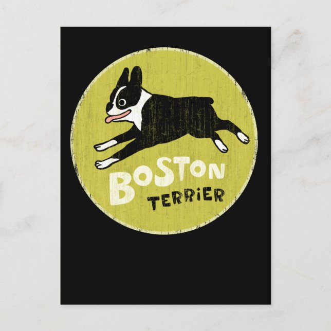 Carte Postale Joyeux Boston Terrier Dog Running (Devant)