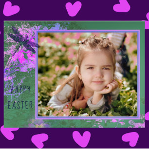 Carte Postale Joyeux cadre photo de Pâques Abstrait Art Floral