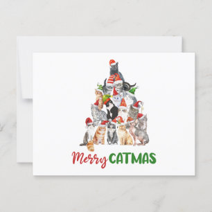 Carte Postale Joyeux Catmas ! Arbre de Noël