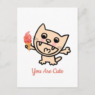 Carte Postale Joyeux Chat Avec Crème De Glace
