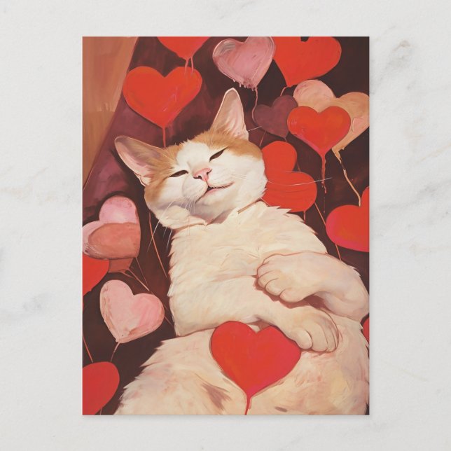 Carte Postale Joyeux Chat de la Saint-Valentin (Devant)