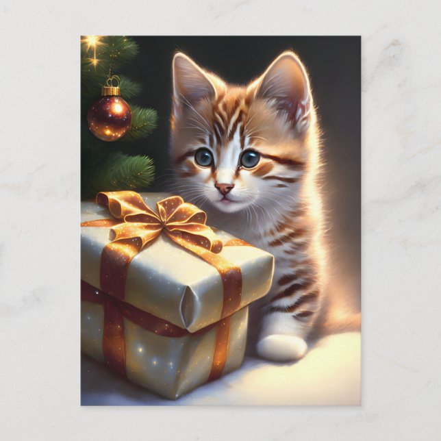 Carte Postale Joyeux chat de Noël (Devant)