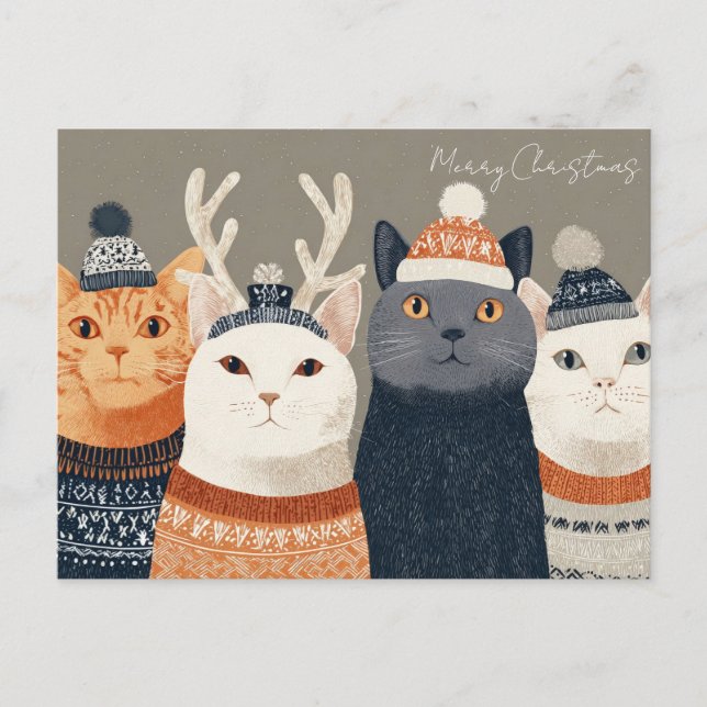 Carte Postale Joyeux Chat de Noël  (Devant)
