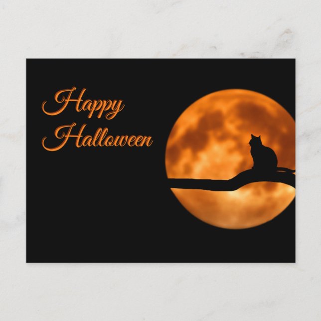 Carte Postale Joyeux chat d'Halloween (Devant)
