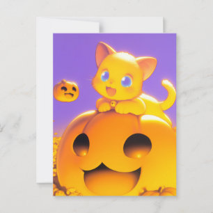 Carte Postale Joyeux chat d'Halloween