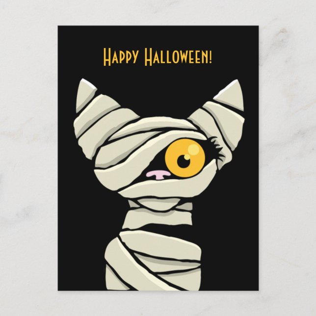 Carte Postale Joyeux chat maman d'Halloween (Devant)