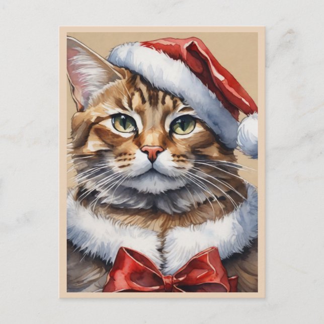 Carte postale Joyeux chat Noël (Devant)