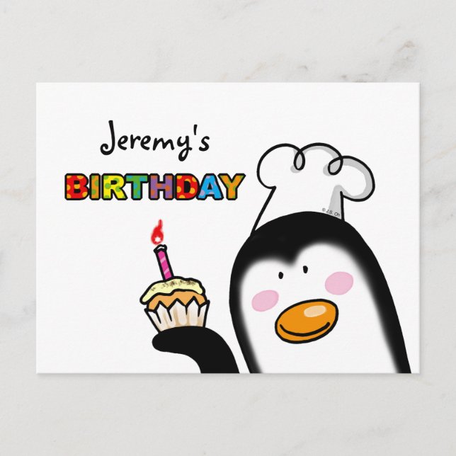 Carte Postale Joyeux chef de pingouin de cupcake (Devant)