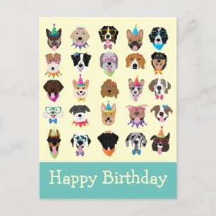 Carte Postale Joyeux Chien d'Anniversaire Face À Des Animaux Vai