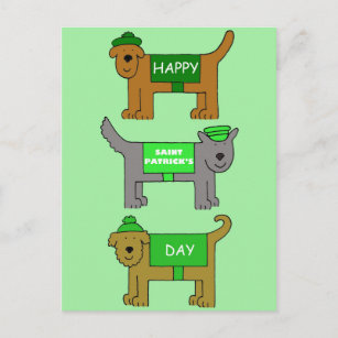 Carte Postale Joyeux chien de caricature de la Saint Patrick