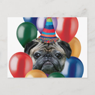 Carte Postale Joyeux chien de Carlin d'anniversaire