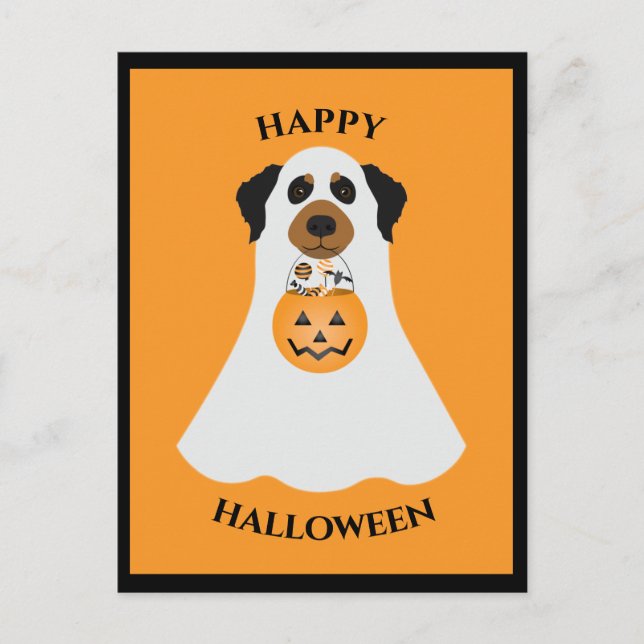 Carte Postale Joyeux chien fantôme d'Halloween (Devant)
