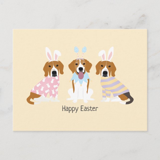 Carte Postale Joyeux Chiens Beagles de Pâques (Devant)