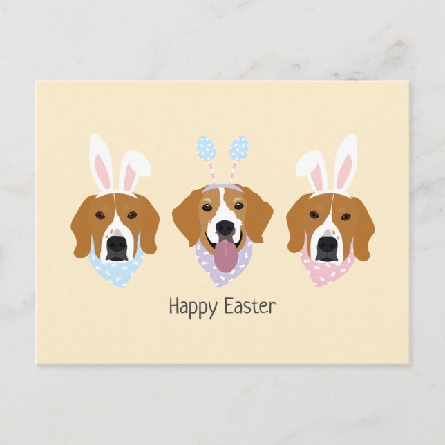 Carte Postale Joyeux Chiens Beagles de Pâques (Devant)