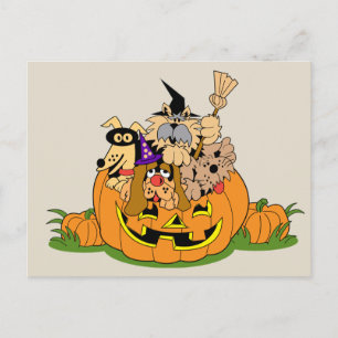 Carte Postale Joyeux Chiens D'Halloween En Citrouille