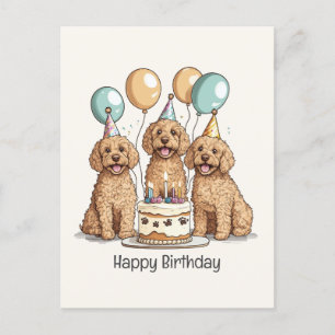 Carte Postale Joyeux Chiens Goldendoodle Anniversaire