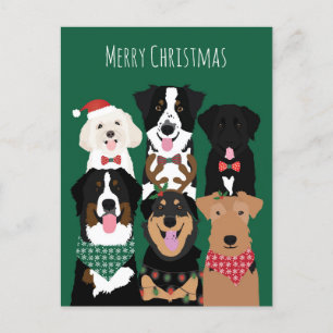 Carte Postale Joyeux Chiens mignons de Noël