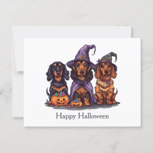 Carte Postale Joyeux Chiens sorciers Halloween Dachshund