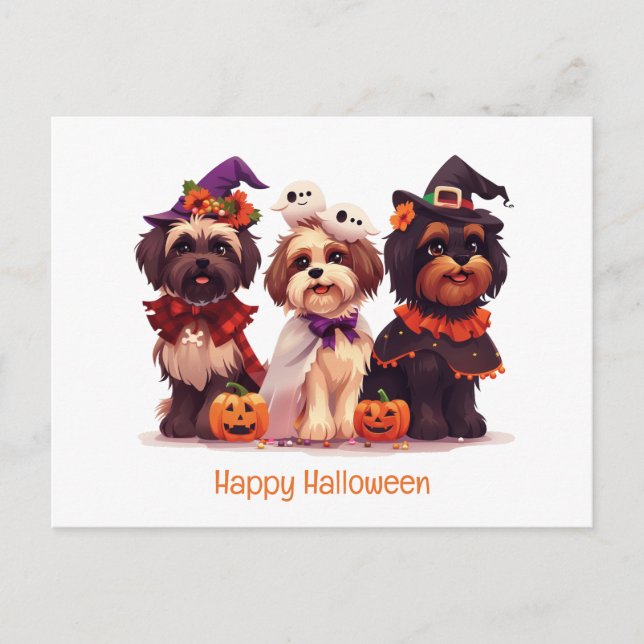 Carte Postale Joyeux Chih Tzu Chih Dogs d'Halloween (Devant)