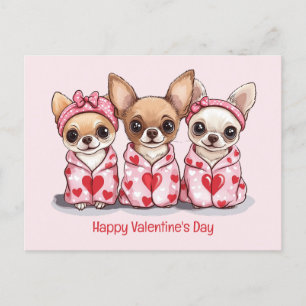 Carte Postale Joyeux Chihuahua Dogs de la fête des Valentines