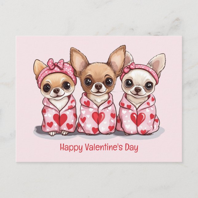 Carte Postale Joyeux Chihuahua Dogs de la fête des Valentines (Devant)