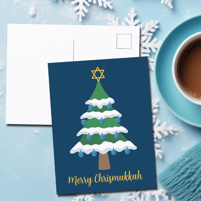 Carte Postale Joyeux Chrismukkah Cute Hanoukka Christmas Tree (Créateur téléchargé)