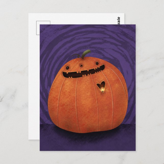 Carte Postale Joyeux Citrouille Halloween Jack-o'-lantern (Devant / Derrière)