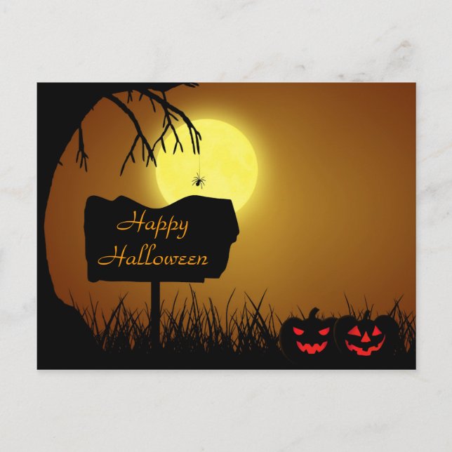 Carte Postale Joyeux Citrouilles de Jack-o'-lantern Halloween (Devant)