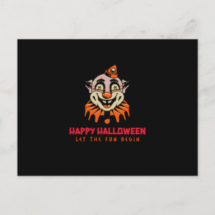 Carte Postale Joyeux Clown d'Halloween laissez le plaisir commen