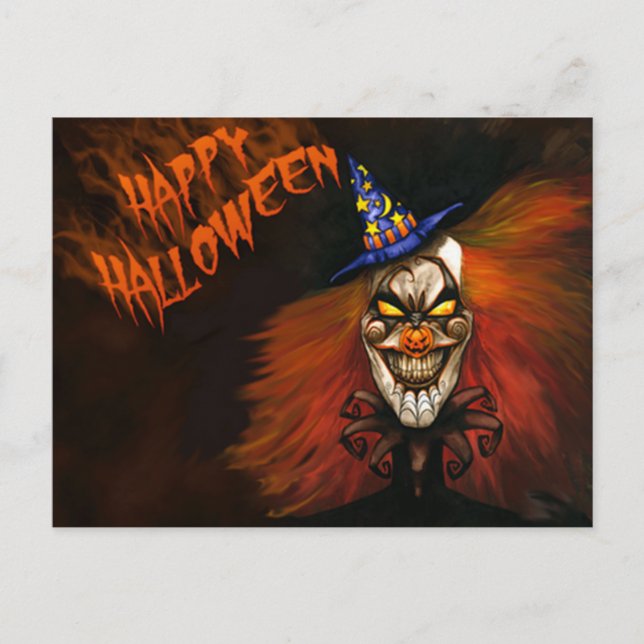 Carte Postale Joyeux Clown effrayant d'Halloween (Devant)
