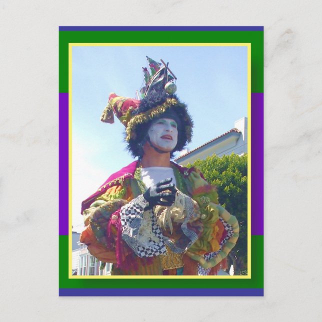 Carte Postale Joyeux clown Mardis Gras (Devant)