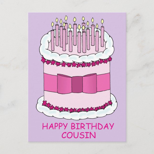 Carte Postale Joyeux Cousin Cake and Candles (Devant)