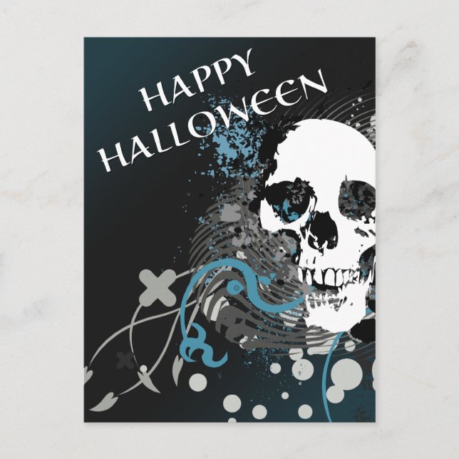 Carte Postale joyeux crâne hi-fi halloween (Devant)