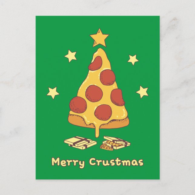 Carte Postale Joyeux Croûtonël - Noël Pizza (Devant)