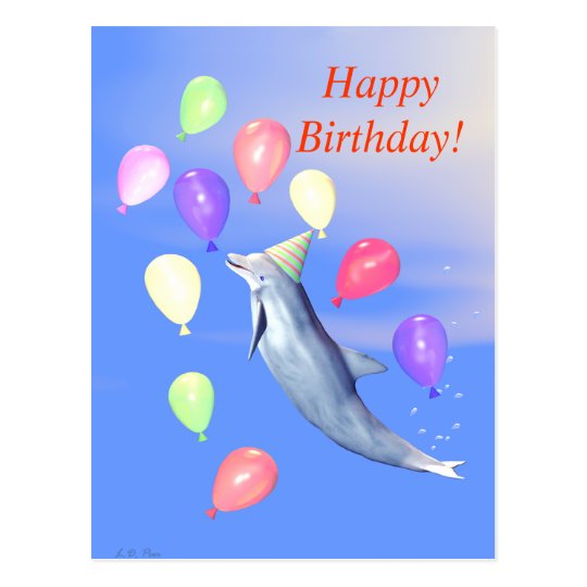 Carte Postale Joyeux Dauphin D Anniversaire Zazzle Fr