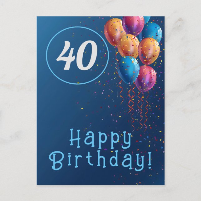 Carte Postale Joyeux design d'anniversaire avec ballons et confe (Devant)