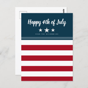 Carte Postale Joyeux drapeau 4 juillet américain personnalisé