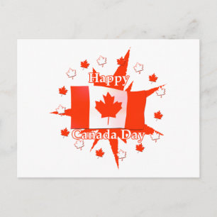 Carte Postale Joyeux drapeau de la fête du Canada