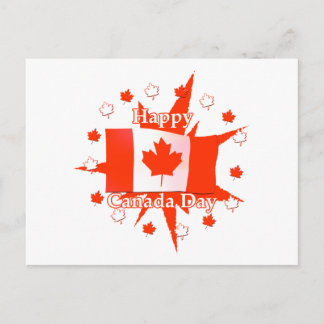 Carte Postale Joyeux drapeau de la fête du Canada